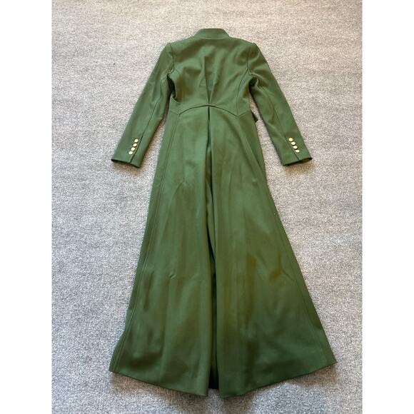 $995 Alice + Olivia Winn Olive Green Long Buttoned Long Sleeve Coat Jacket Sz 0 - Picture 9 of 15